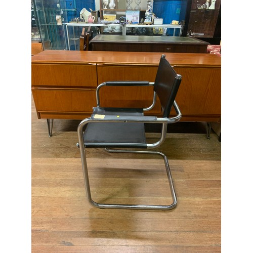 154 - Mid-Century Marcel Breuer S34 Style Leather and Chrome Chair