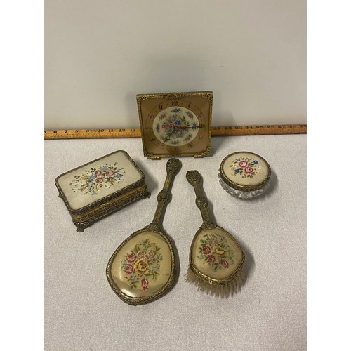 116 - Vintage embroidered dressing table set.