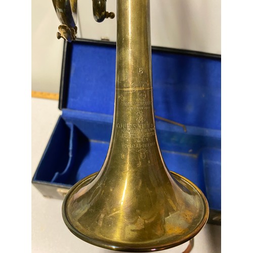 63 - Vintage brass Coueson trumpet. Made in Paris, along with Coueson Paris mouth piece in fitted case.