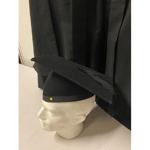 96 - Full vintage graduation gown by Forsyth's of Edinburgh with Walters The Turl Oxford Mortar board/cap