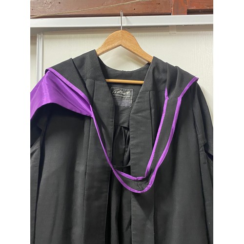 96 - Full vintage graduation gown by Forsyth's of Edinburgh with Walters The Turl Oxford Mortar board/cap