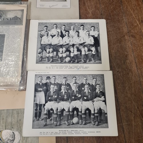 237 - Selection of old documents, prints and football pictures etc.