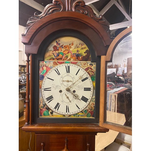 152 - 19th Century 1880 mahogany  Scottish Longcase Grandfather clock by John Graham Of Carluke. Hand pain... 