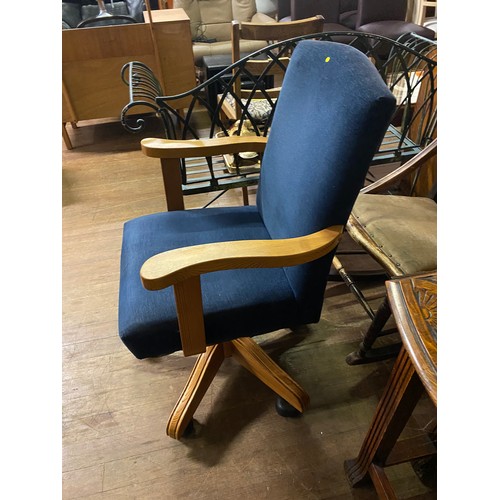 113 - Solid pine office arm chair.