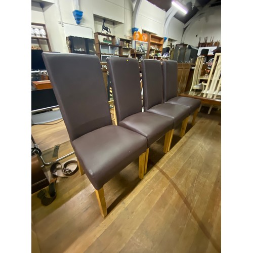 293 - Set of 4 leather dining chairs.