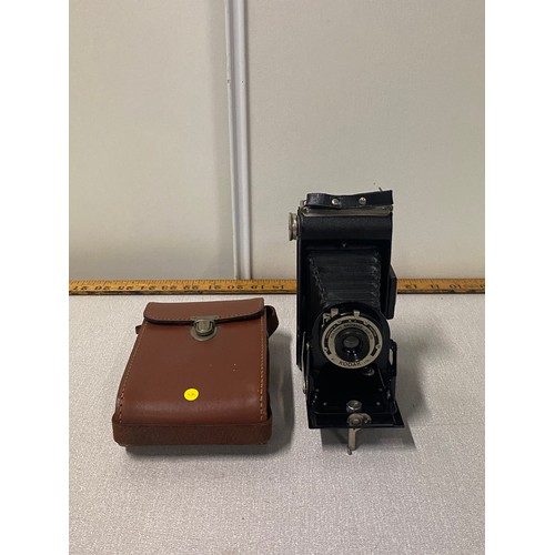 303 - Vintage Kodak Folding Brownie  Six -20 Camera with original leather case.