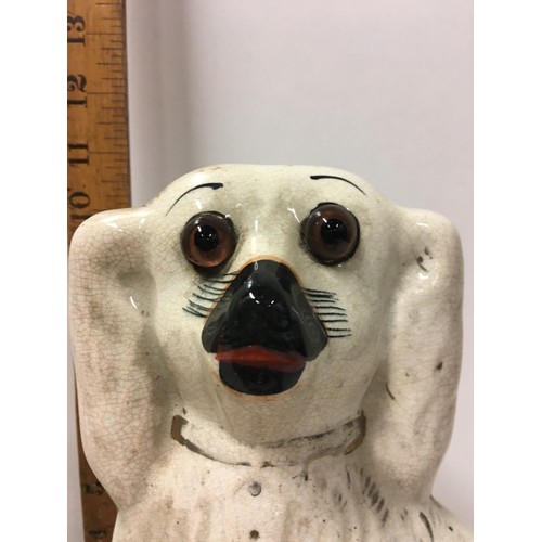 9 - Pair of antique wally dogs with glass eyes.
18cm h