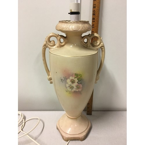 106 - Large antique hand painted vase (made into lamp) Marked made in England to base.
52cm h