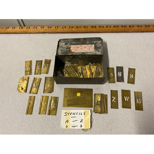 57 - Vintage Adjustable Brass Stencil Set Letters & Numbers