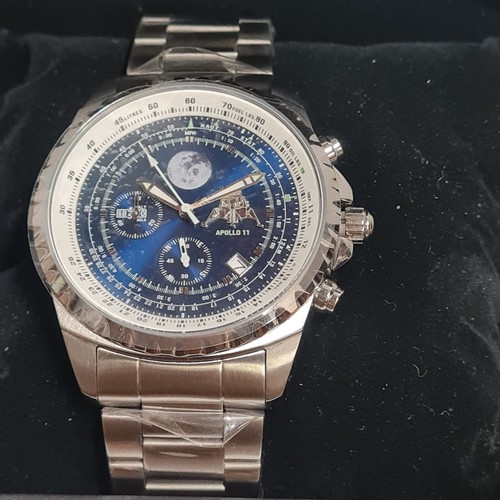 327 - boxed apollo 11 collectors watch with nasa inscription on the back