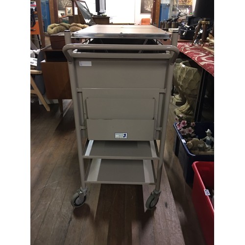 378 - Vintage Bristol Maid medical records trolley and workstation.
97cm x 89cm x 46cm