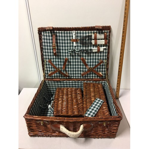 379 - Wicker picnic hamper and accessories.