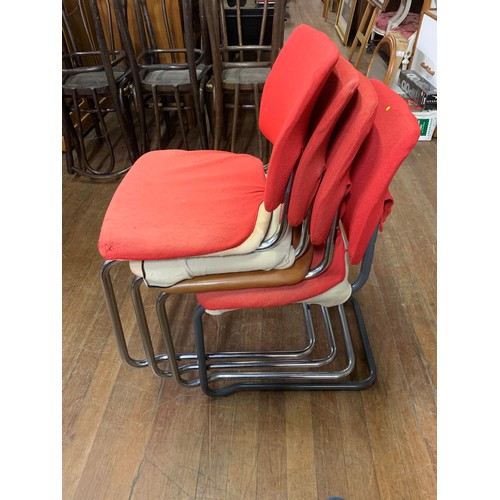 233 - Set of 4 1970 Remploy metal framed stacking chairs. Stamped to base.