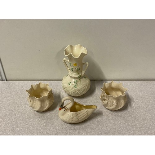 568 - 3 vintage pieces of Belleek Irish pottery.