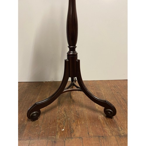 253 - Mahogany pie crust tripod torchiere/plant stand.
92cm tall