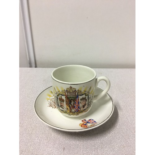 617 - Antique Silver Jubilee King George and Queen Mary cup and saucer.