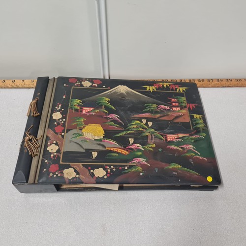 40 - Vintage Musical photo album depicting hand painted Oriental mountain scene.