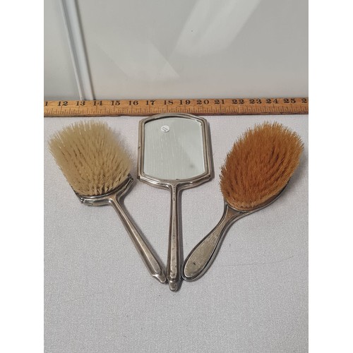 50 - 1920's hallmarked silver brush and mirror set along with 1920's hallmarked silver and tortoise shell... 