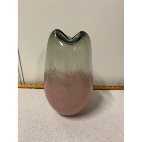 62 - Heavy Murano pink and smoke glass vase.
28cm h