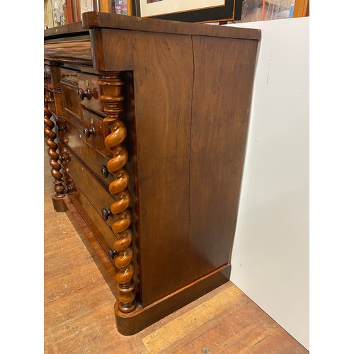 119 - Victorian mahogany barley twist Scottish chest of drawers. (Crack to the top)
130cm l x 120cm h x 60... 