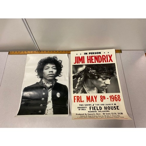 10 - 1968 Jimi Hendrix Field House concert poster along with one other.
Largest 56cm x 35xm