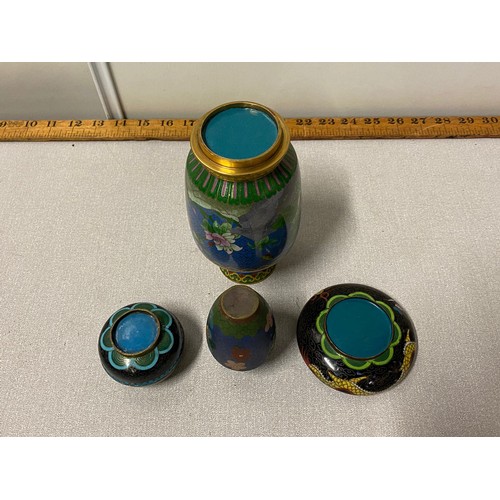 15 - 4 pieces of vintage cloisonne ware.