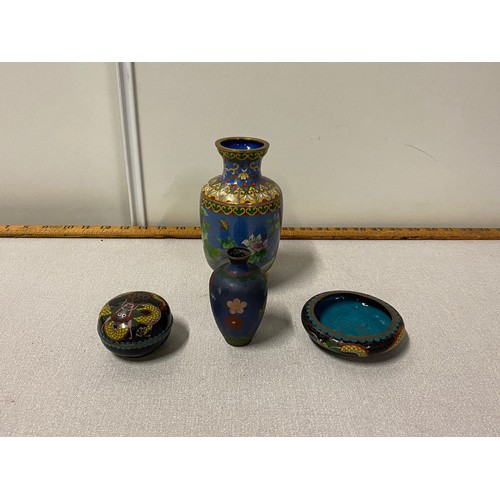 15 - 4 pieces of vintage cloisonne ware.