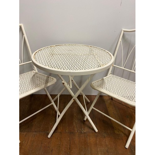 138 - French style metal 3-piece garden bistro set.