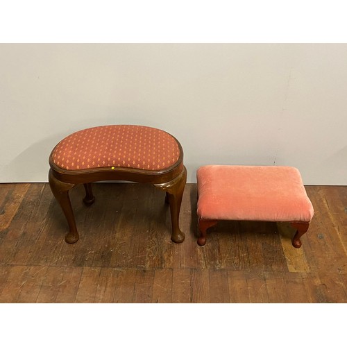 139 - Vintage kidney shaped dressing table stool along with upholstered foot stool.