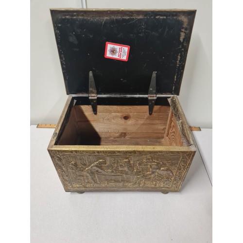 206 - Vintage brass coal box.