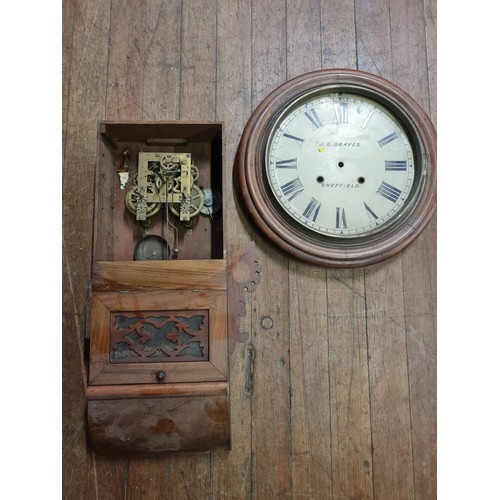 77 - 2 antique wall clocks - Holloway and Co and J.G Graves, spares or repair
Largest 70cm