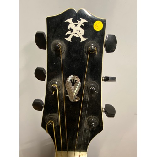 296 - six poison acoustic guitar with mother of pearl inserts