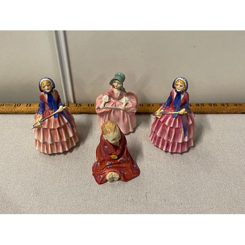 8 - 4 x Small Royal Doulton figures - 2 x Biddy, BoPeep, This Little Pig.