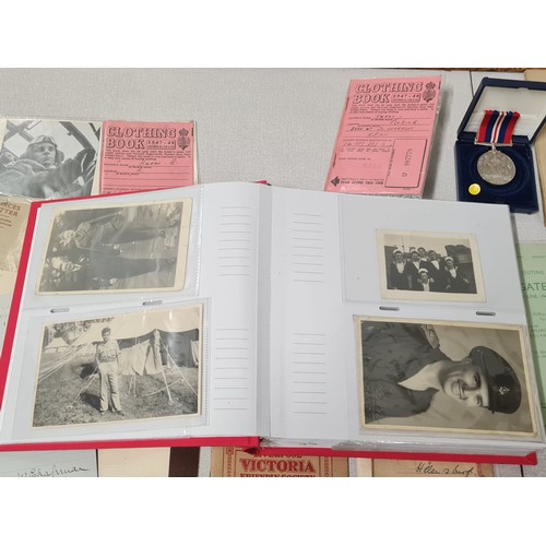 236 - Selection of war items to include WW2 air force photographs, armed forces money, coupons and letters... 