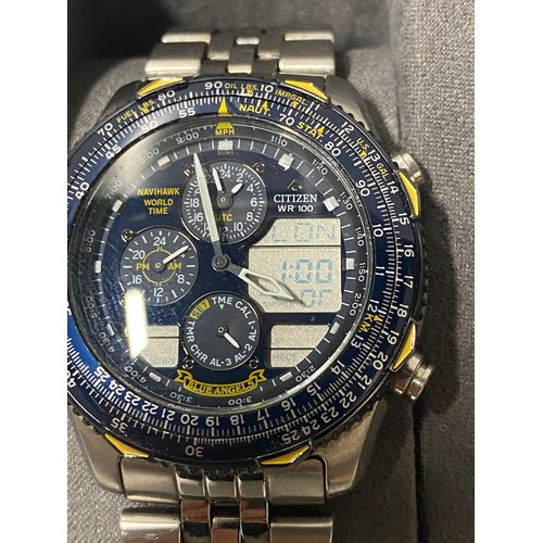 399 - citizen pro master wr100 blue angels navihawk world time gents wrist watch 
boxed