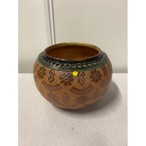 45 - Large Antique Royal Doulton Stoneware Slater's Patent Lambeth Burslem Vase/bowl.
16cm h x 16cm diame... 