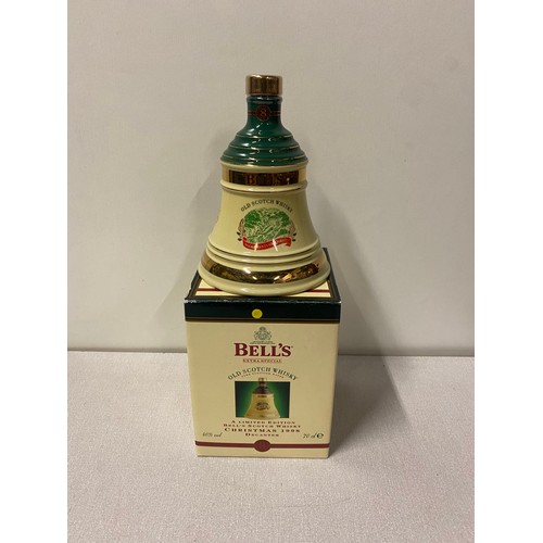 4 - Boxed Bells Christmas 1998 whisky decanter. Full
