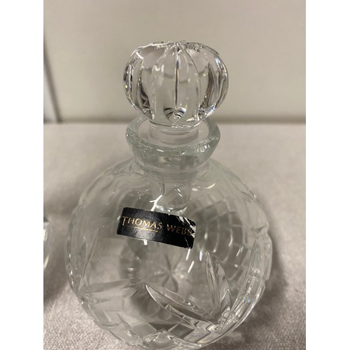 6 - Thomas Webb crystal perfume bottle and Thomas Webb crystal sugar shaker etched to the base.
