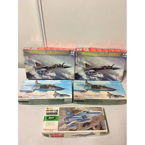 15 - 5 x boxed models - 2 x ESCI Mirage, 2 x Hasegawa florrer and 1 x tigershark