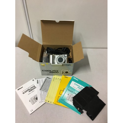 18 - Boxed Nikon Coolpix 4800 digital camera with leather case and charger etc.