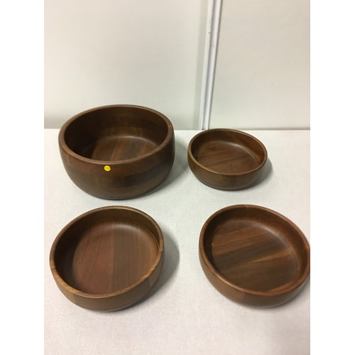20 - Set of 4 American made - Kuston Kraft, Solid Black Walnut bowls. Marked to base.