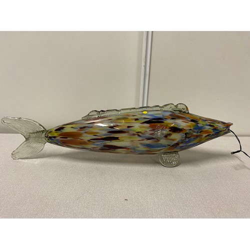 24 - Large Italian Hand Blown Murano Glass Fish Ornament with coloured lights inserted.
55cm l