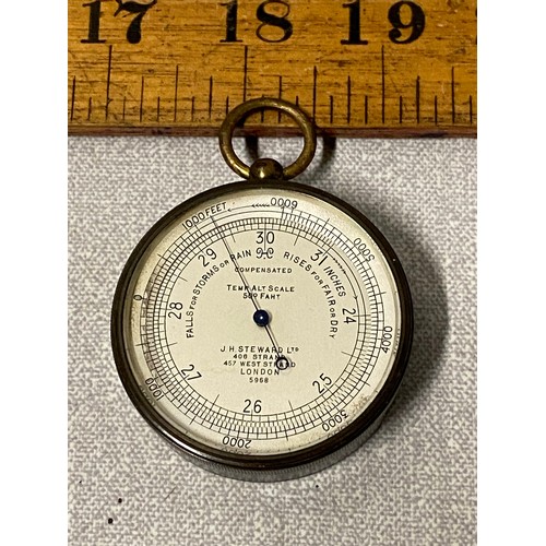 160A - Vintage pocket compensated barometer J H Steward Ltd London.