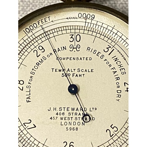 160A - Vintage pocket compensated barometer J H Steward Ltd London.
