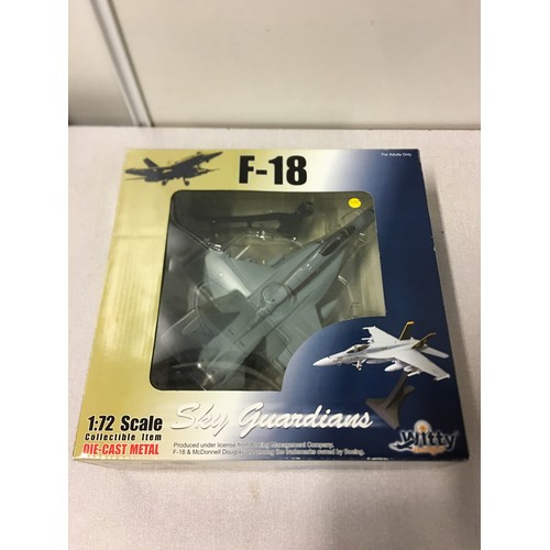 54 - Boxed Witty Wings Sky Guardians F-18 die-cast model.
