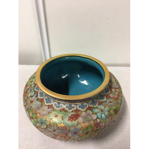 64 - Vintage Chinese Cloisonné lidded bowl.
15cm h