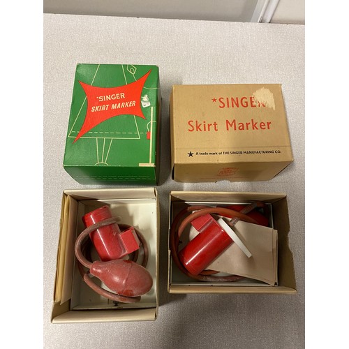 67 - Vintage Singer hand crank sewing machine - EB599663, 2 X boxed Singer Skirt Markers and Singer skirt... 