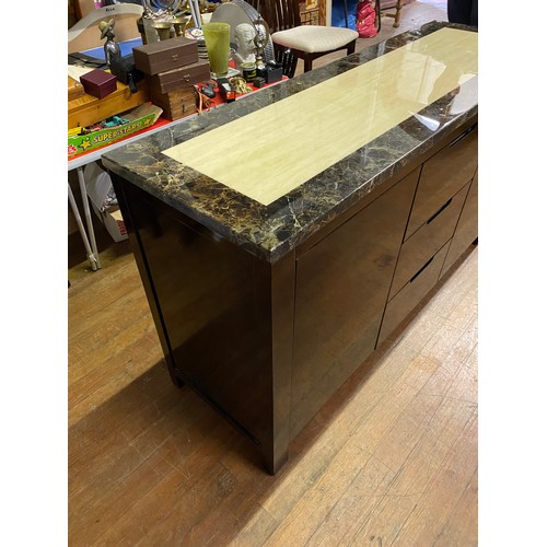 77 - Wooden sideboard with marble top.
140cm x 80cm x 45cm