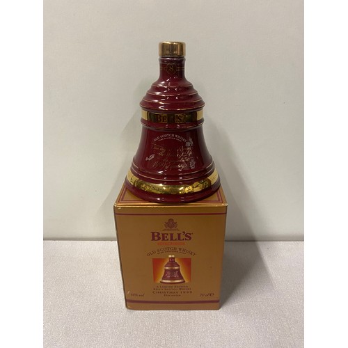 80 - Boxed Bells whisky decanter Christmas 1999. Full