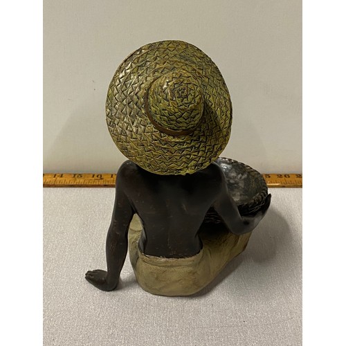 92 - Resin ornament of African man holding basket wearing straw hat.
24cm h